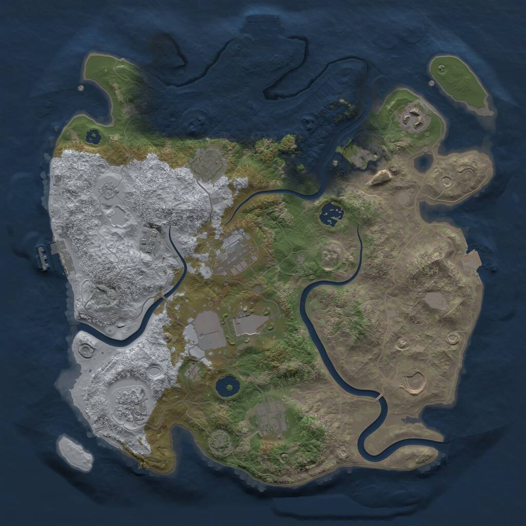 Rust Map: Procedural Map, Size: 3500, Seed: 1208508315, 16 Monuments