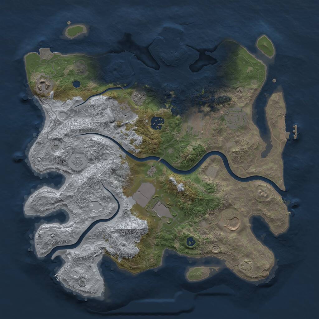 Rust Map: Procedural Map, Size: 3500, Seed: 8059324, 14 Monuments