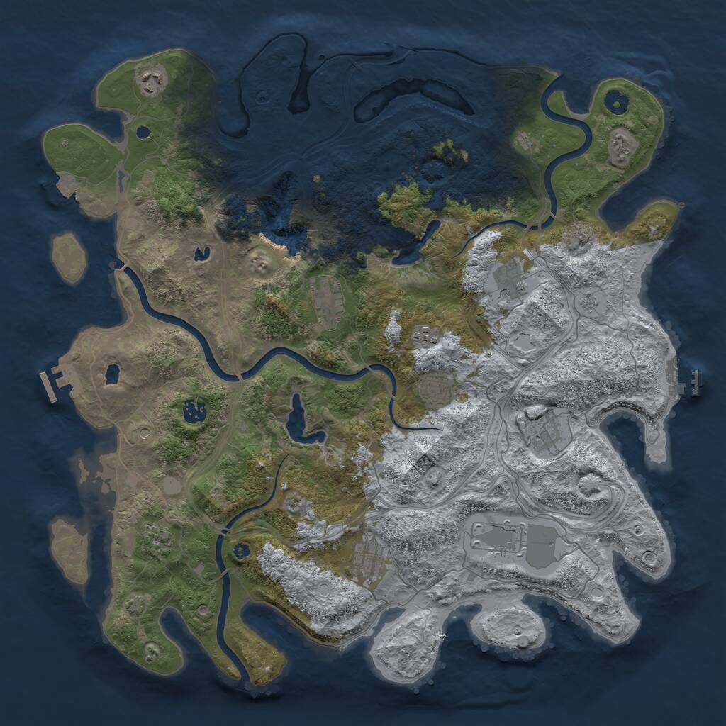 Rust Map: Procedural Map, Size: 4500, Seed: 843309308, 16 Monuments