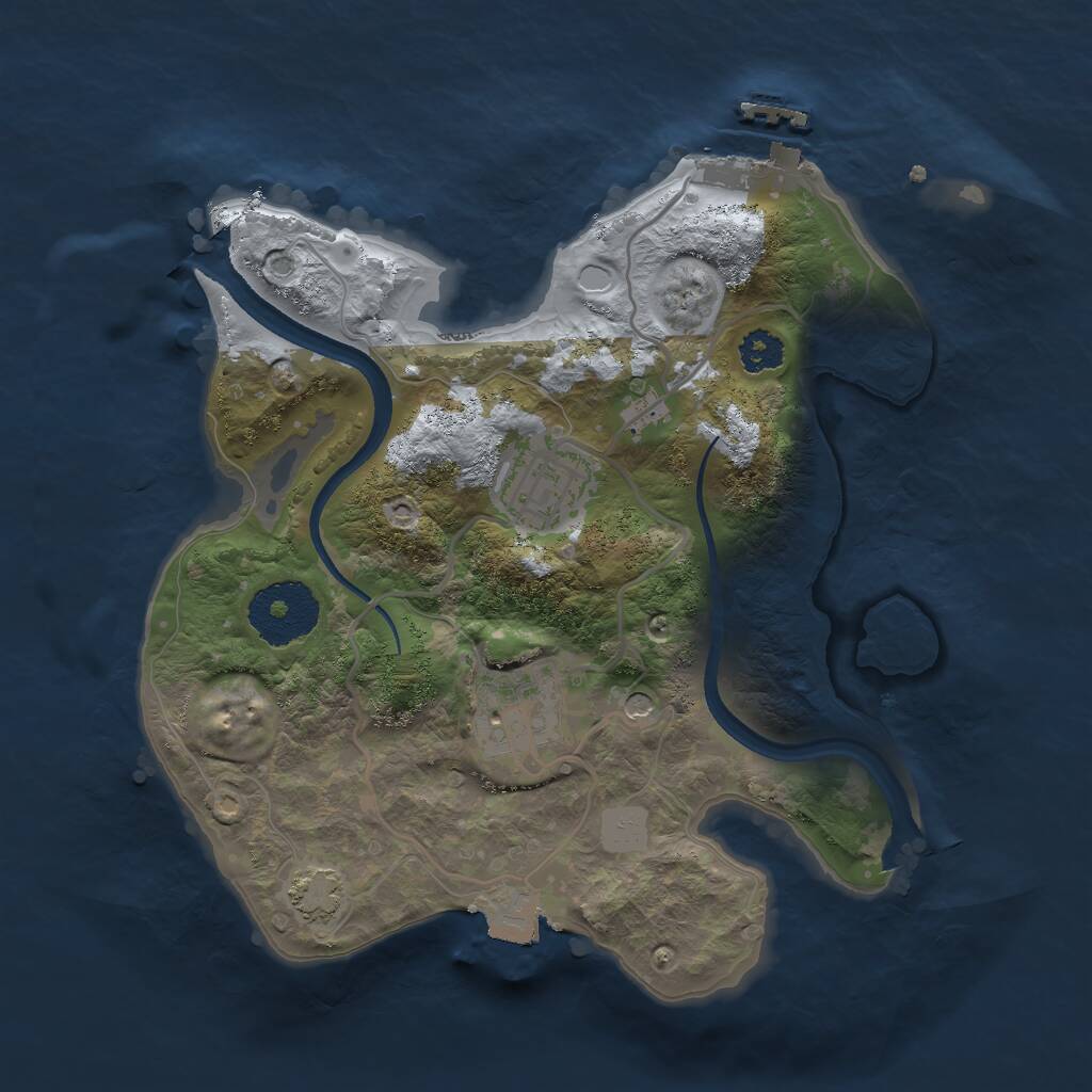 Rust Map: Procedural Map, Size: 2500, Seed: 239726855, 6 Monuments