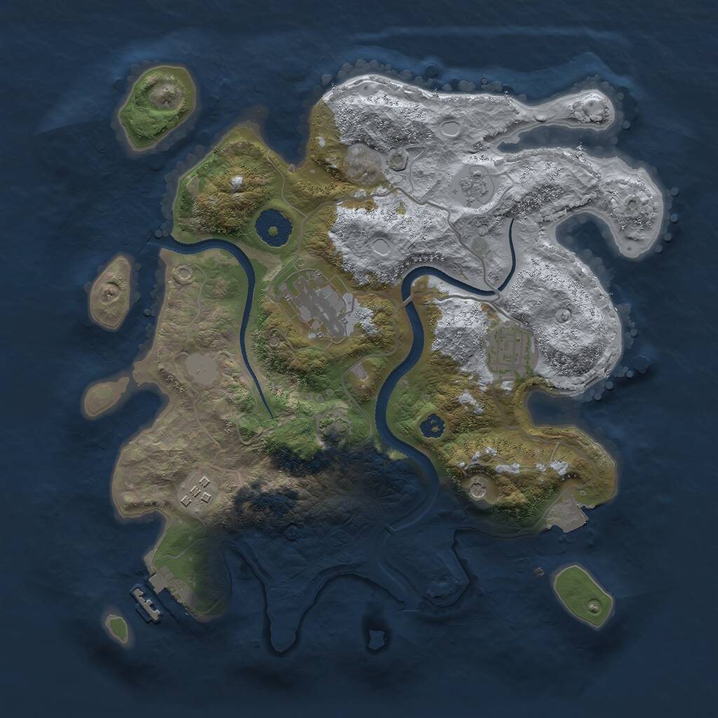 Rust Map: Procedural Map, Size: 3000, Seed: 25821, 8 Monuments
