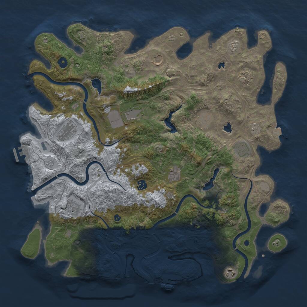 Rust Map: Procedural Map, Size: 4500, Seed: 617350530, 17 Monuments