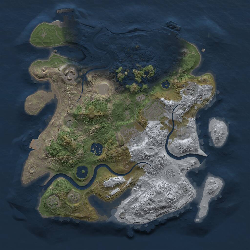 Rust Map: Procedural Map, Size: 3000, Seed: 738507, 11 Monuments