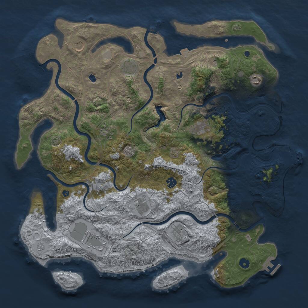 Rust Map: Procedural Map, Size: 4500, Seed: 132909490, 16 Monuments