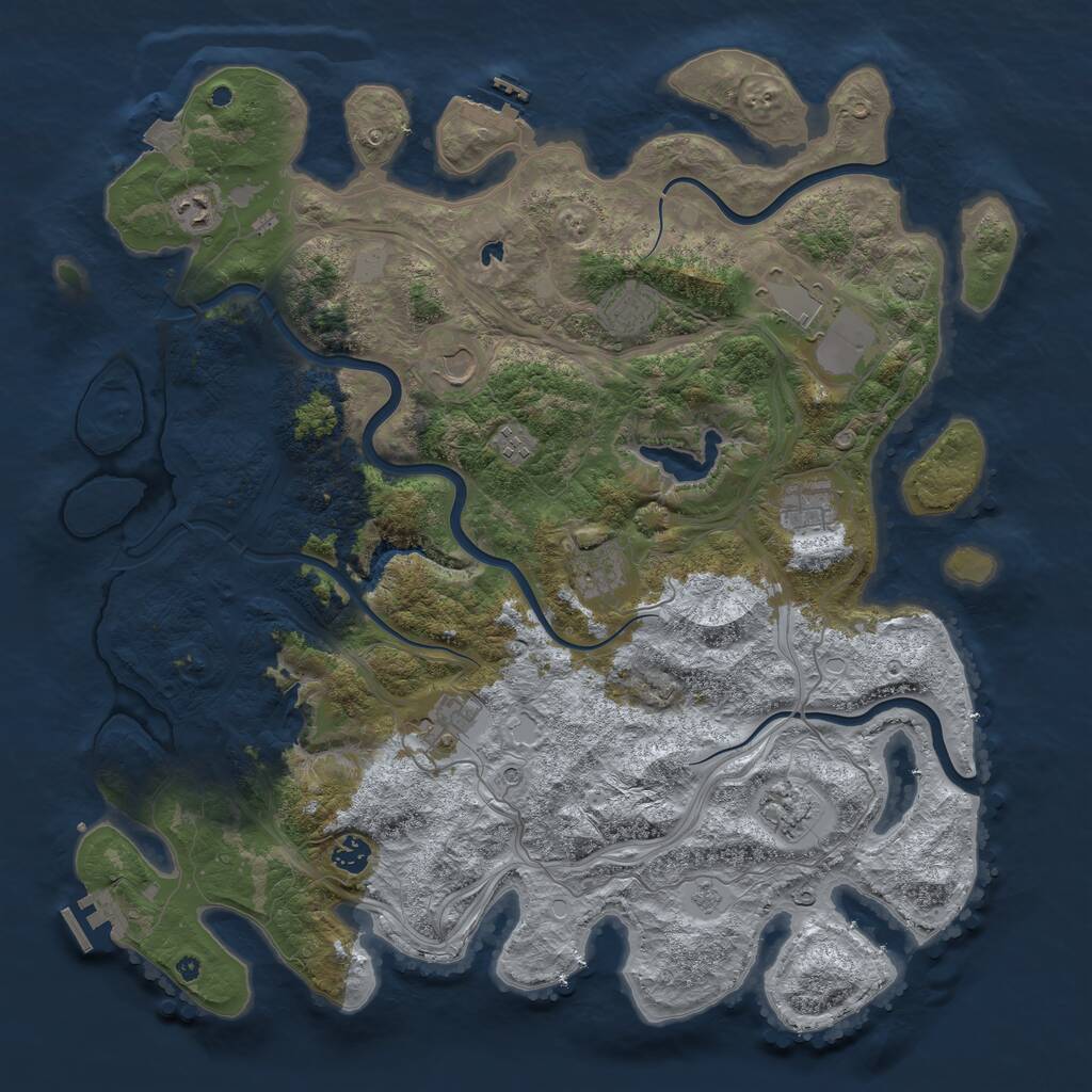 Rust Map: Procedural Map, Size: 4500, Seed: 366624657, 16 Monuments