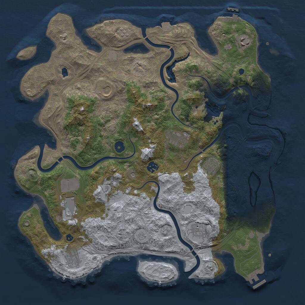 Rust Map: Procedural Map, Size: 4250, Seed: 1407530554, 16 Monuments