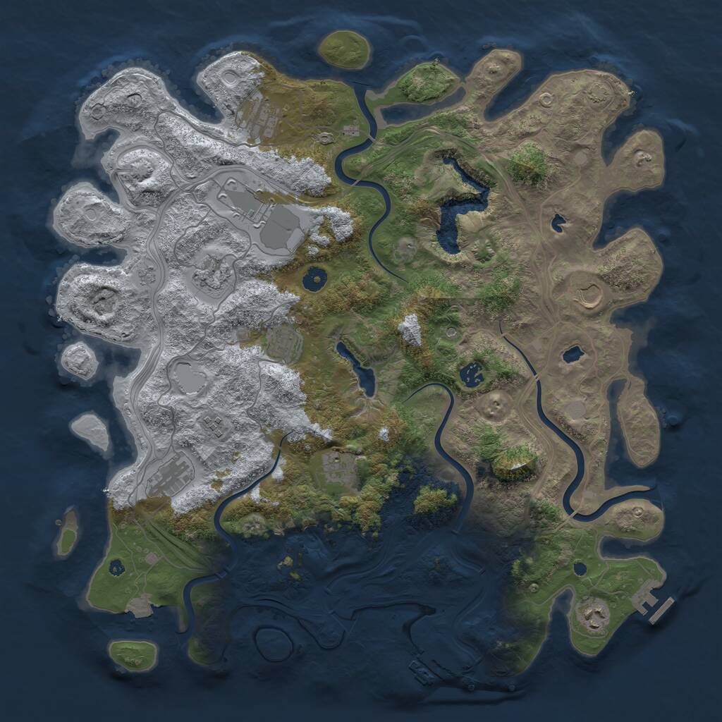 Rust Map: Procedural Map, Size: 4500, Seed: 581832579, 16 Monuments
