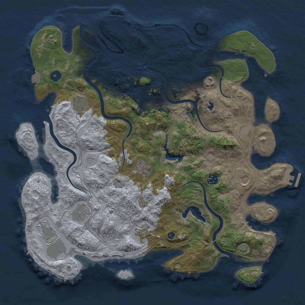 Rust Map: Procedural Map, Size: 4250, Seed: 807972554, 16 Monuments