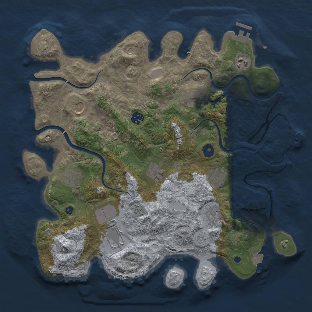 Rust Map: Procedural Map, Size: 3800, Seed: 661766, 16 Monuments