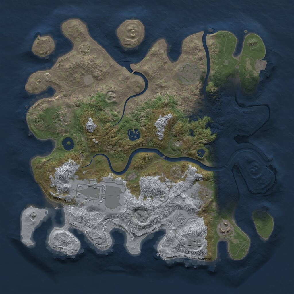 Rust Map: Procedural Map, Size: 3500, Seed: 1340166196, 11 Monuments