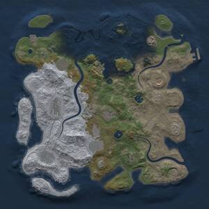 Thumbnail Rust Map: Procedural Map, Size: 3750, Seed: 2049271385, 17 Monuments