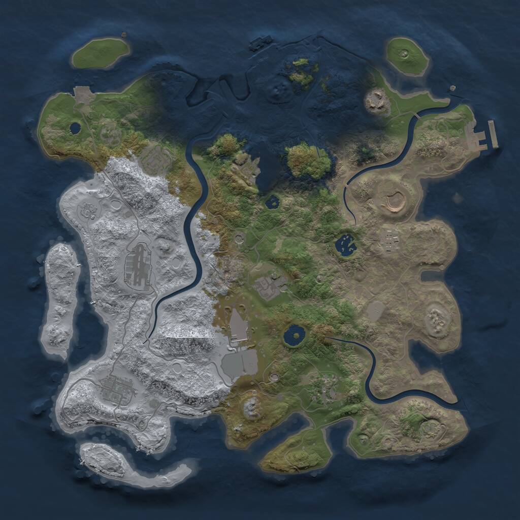 Rust Map: Procedural Map, Size: 3750, Seed: 2049271385, 17 Monuments