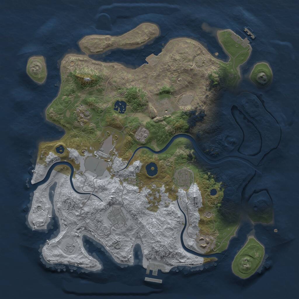 Rust Map: Procedural Map, Size: 3500, Seed: 7894, 14 Monuments