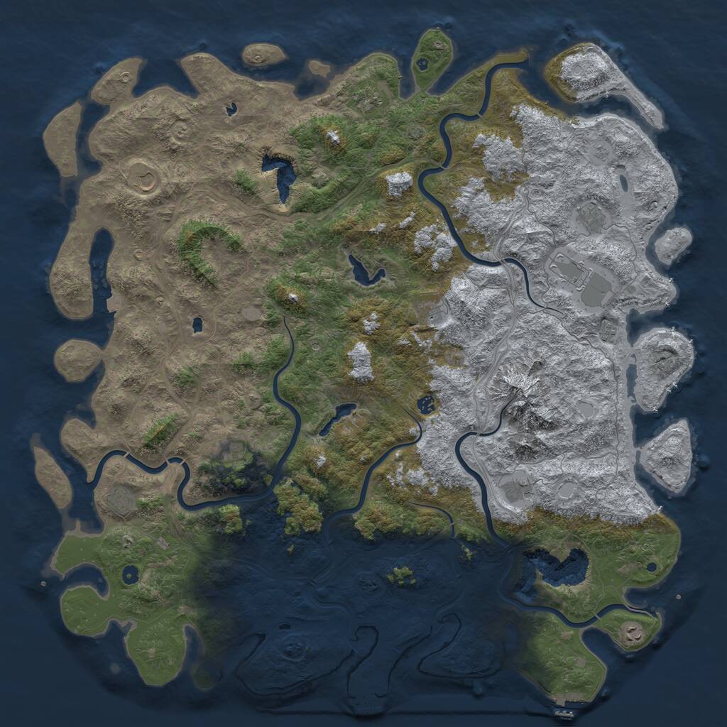 Rust Map: Procedural Map, Size: 6000, Seed: 1205923409, 17 Monuments