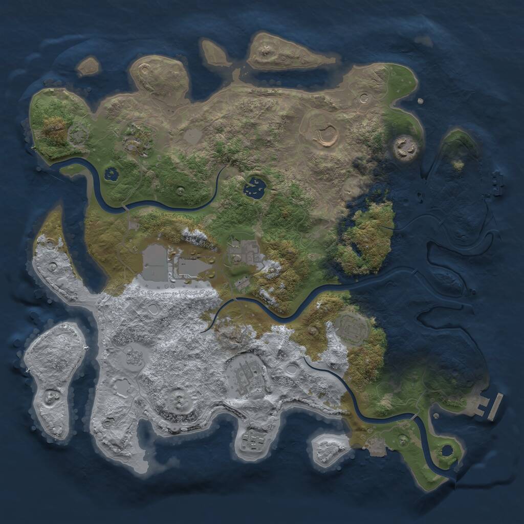 Rust Map: Procedural Map, Size: 3700, Seed: 1912254581, 15 Monuments
