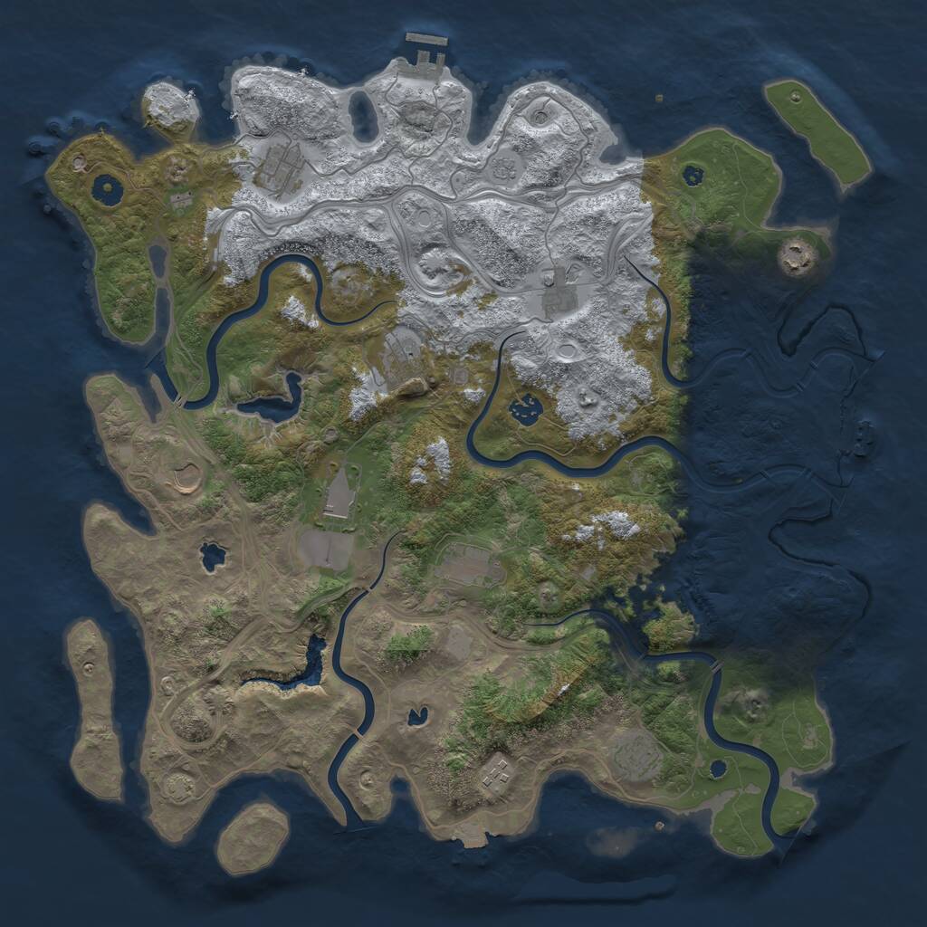 Rust Map: Procedural Map, Size: 4500, Seed: 2138304121, 16 Monuments