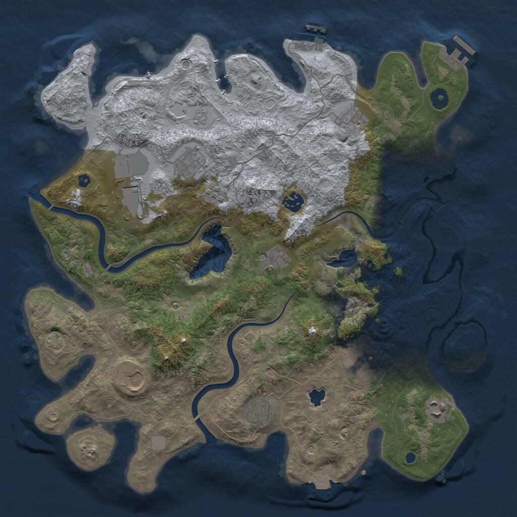 Rust Map: Procedural Map, Size: 4000, Seed: 333214970, 16 Monuments