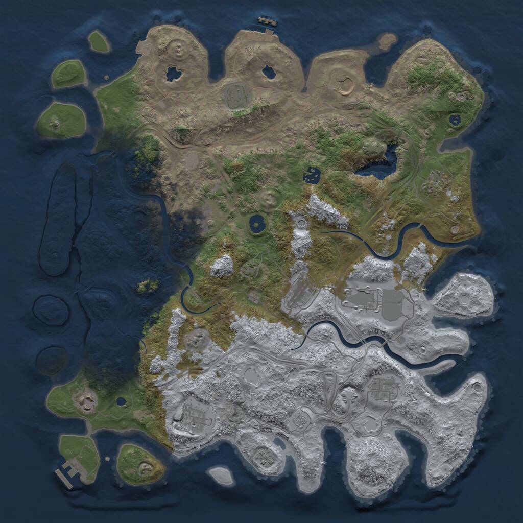 Rust Map: Procedural Map, Size: 4500, Seed: 1286234798, 17 Monuments