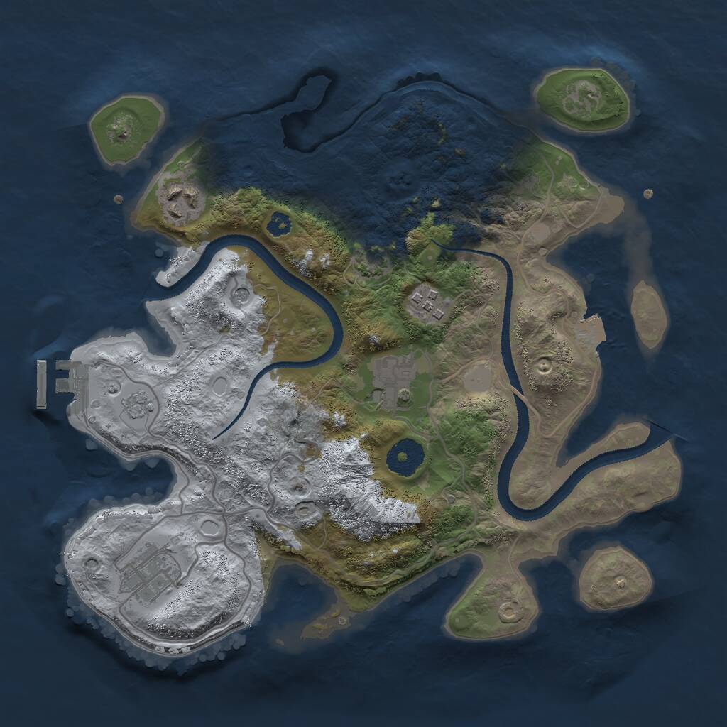 Rust Map: Procedural Map, Size: 3000, Seed: 53941686, 9 Monuments