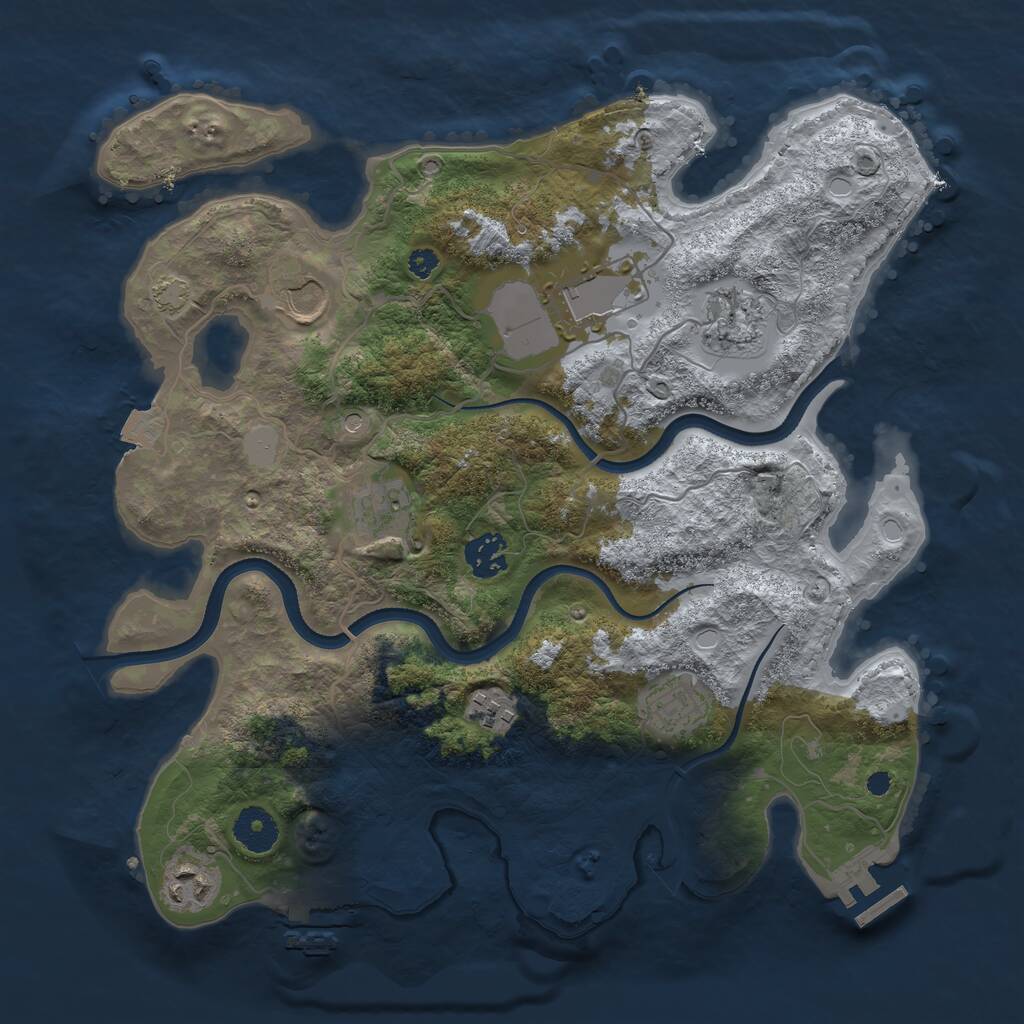 Rust Map: Procedural Map, Size: 3500, Seed: 812985120, 13 Monuments