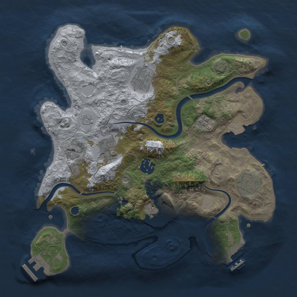 Rust Map: Procedural Map, Size: 3000, Seed: 745357834, 12 Monuments