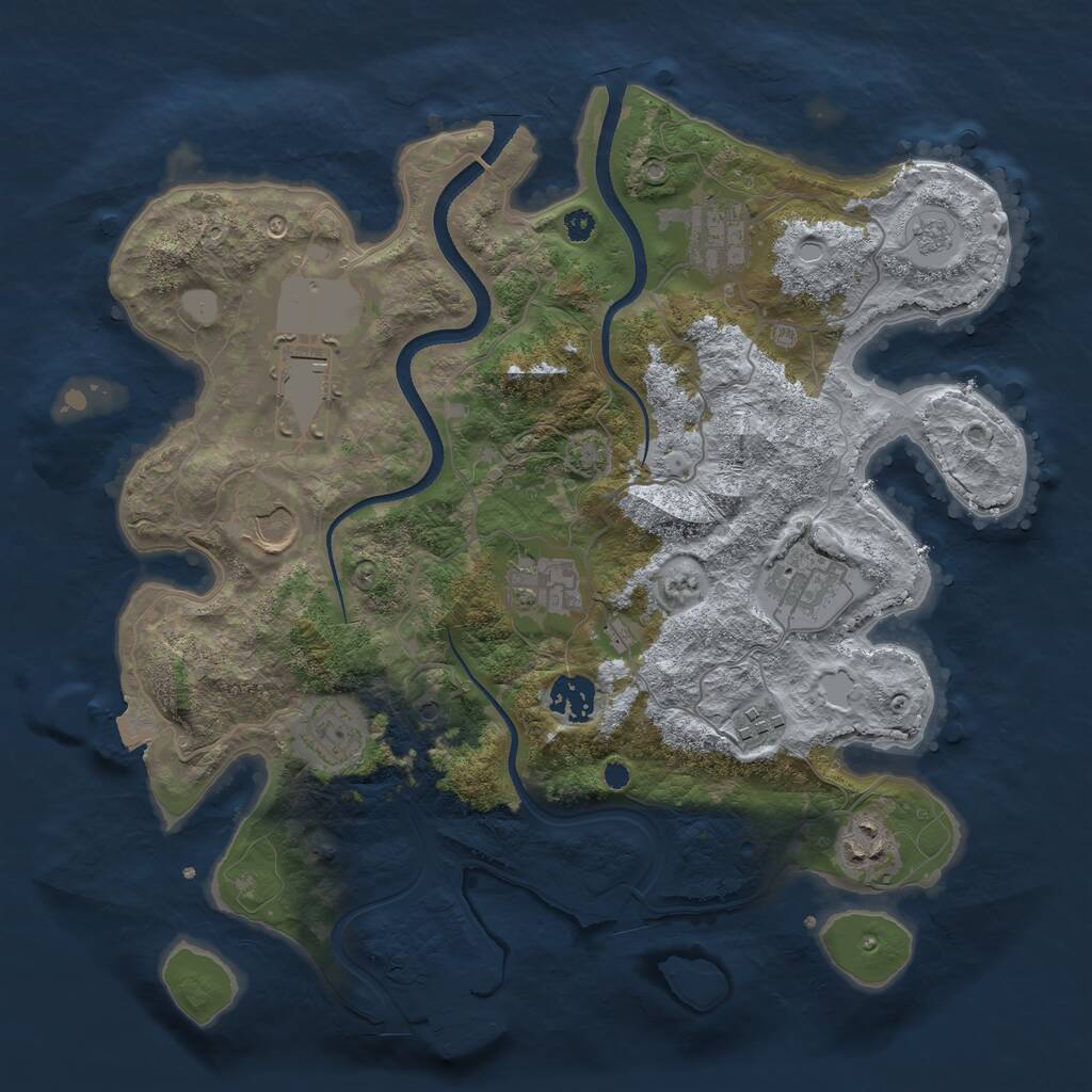 Rust Map: Procedural Map, Size: 3500, Seed: 472771, 14 Monuments