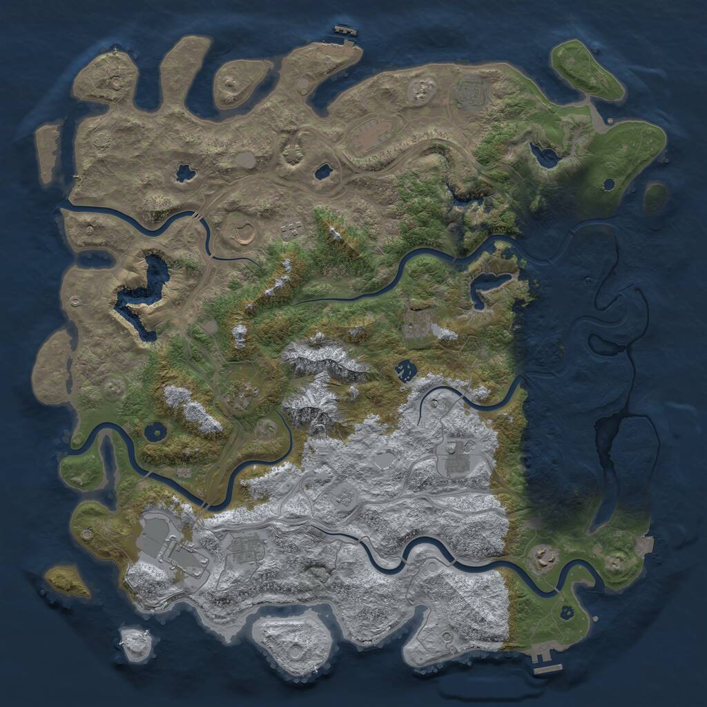 Rust Map: Procedural Map, Size: 5000, Seed: 8434586, 17 Monuments