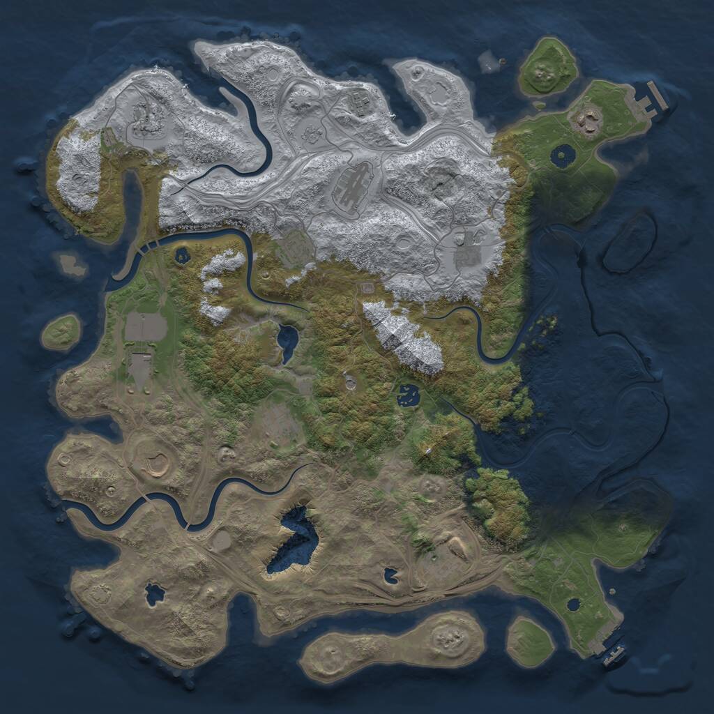 Rust Map: Procedural Map, Size: 4500, Seed: 621650863, 17 Monuments