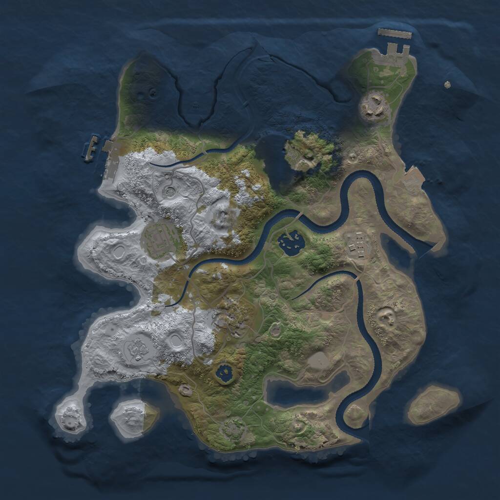 Rust Map: Procedural Map, Size: 3000, Seed: 38709257, 12 Monuments