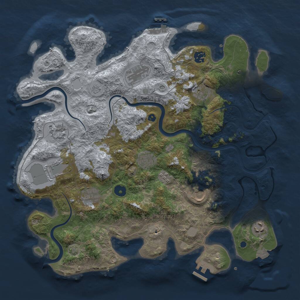 Rust Map: Procedural Map, Size: 3850, Seed: 11090149, 16 Monuments