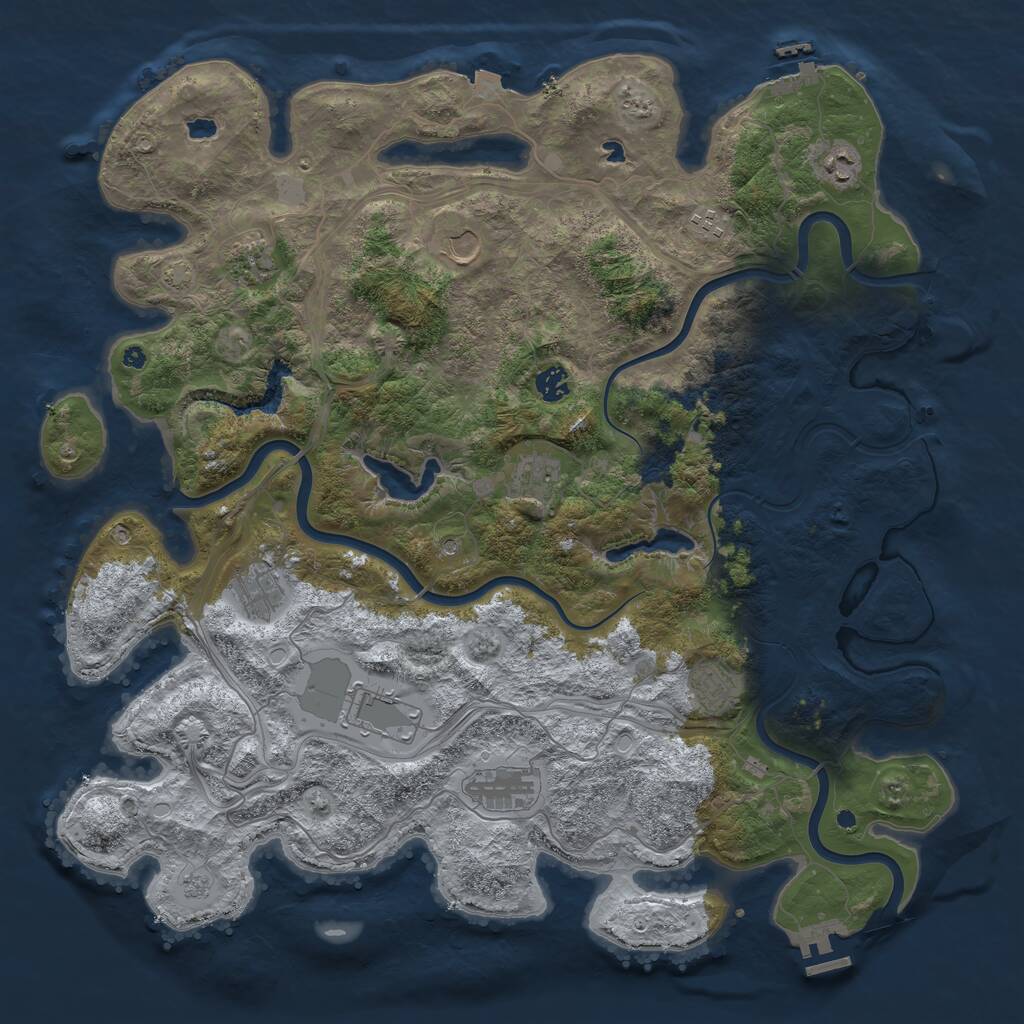Rust Map: Procedural Map, Size: 4500, Seed: 1404194613, 16 Monuments
