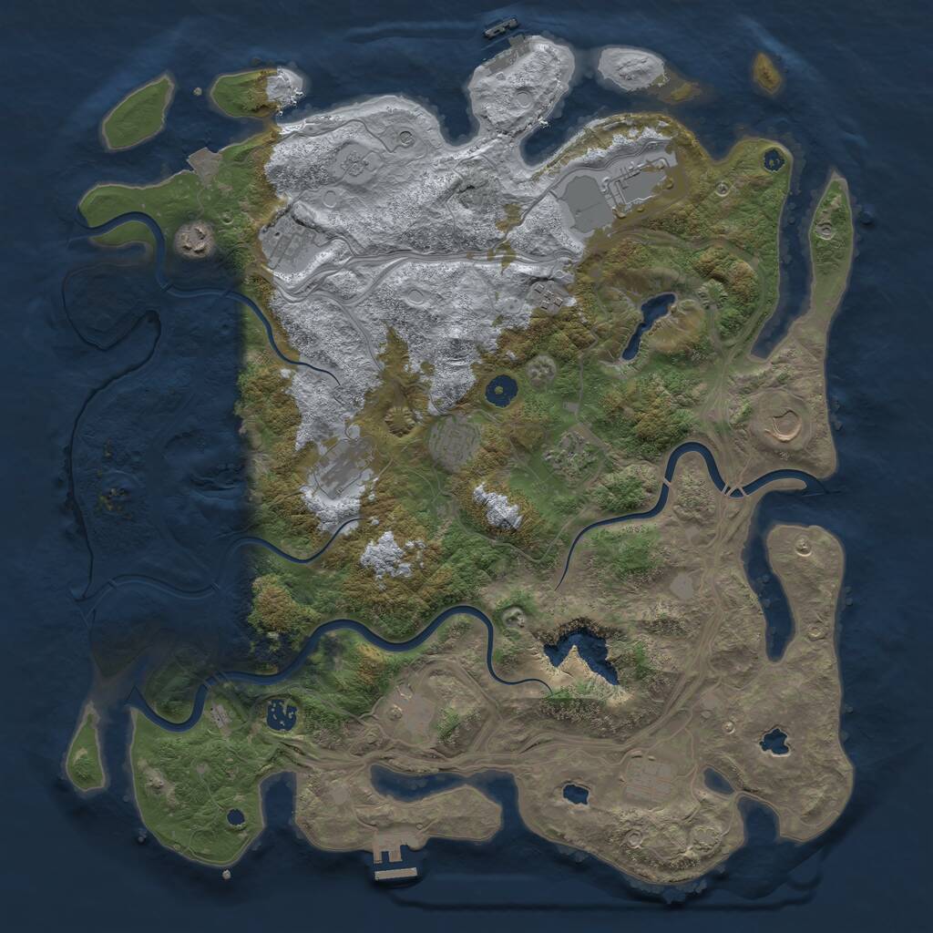 Rust Map: Procedural Map, Size: 4500, Seed: 1394155412, 17 Monuments