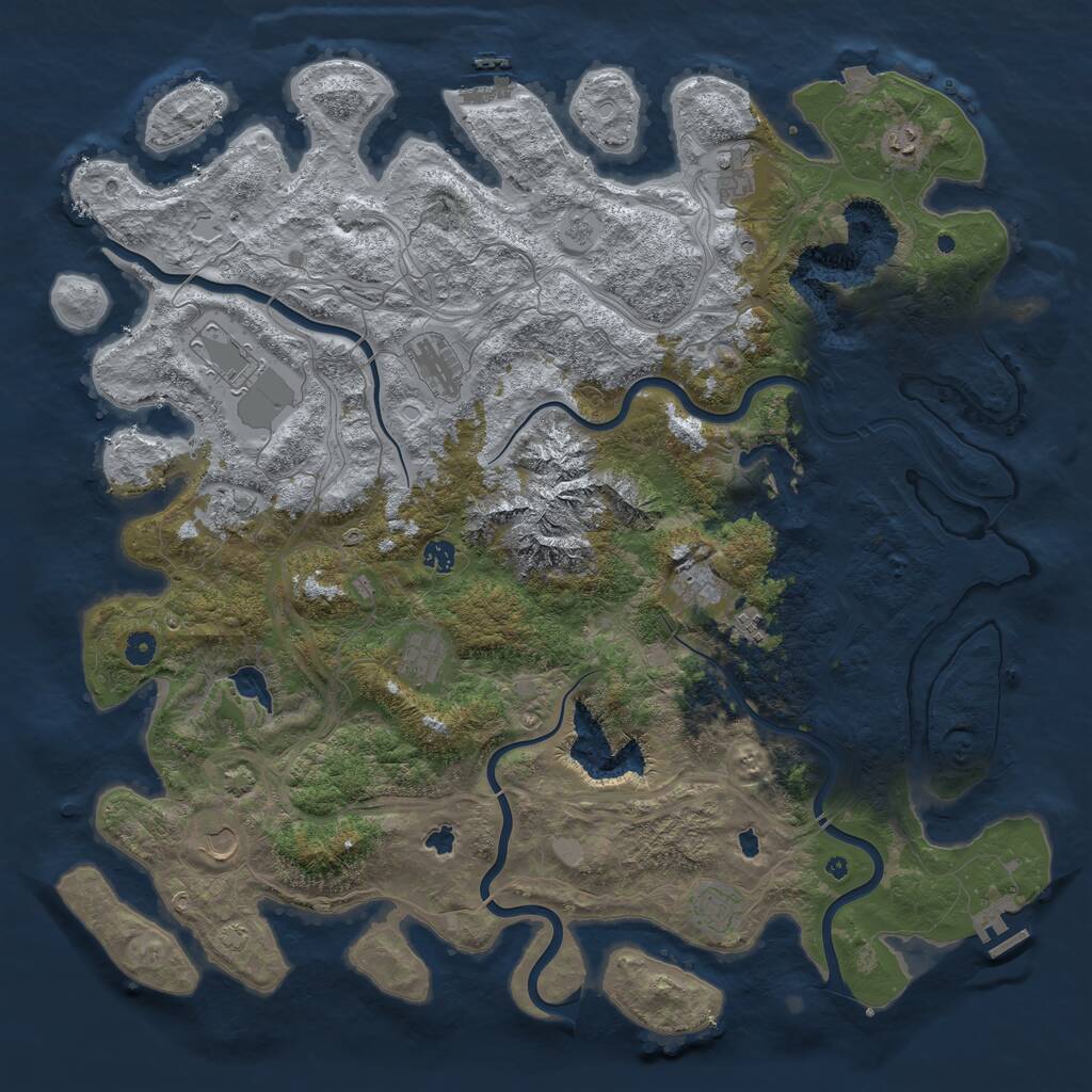 Rust Map: Procedural Map, Size: 5000, Seed: 1176383069, 17 Monuments