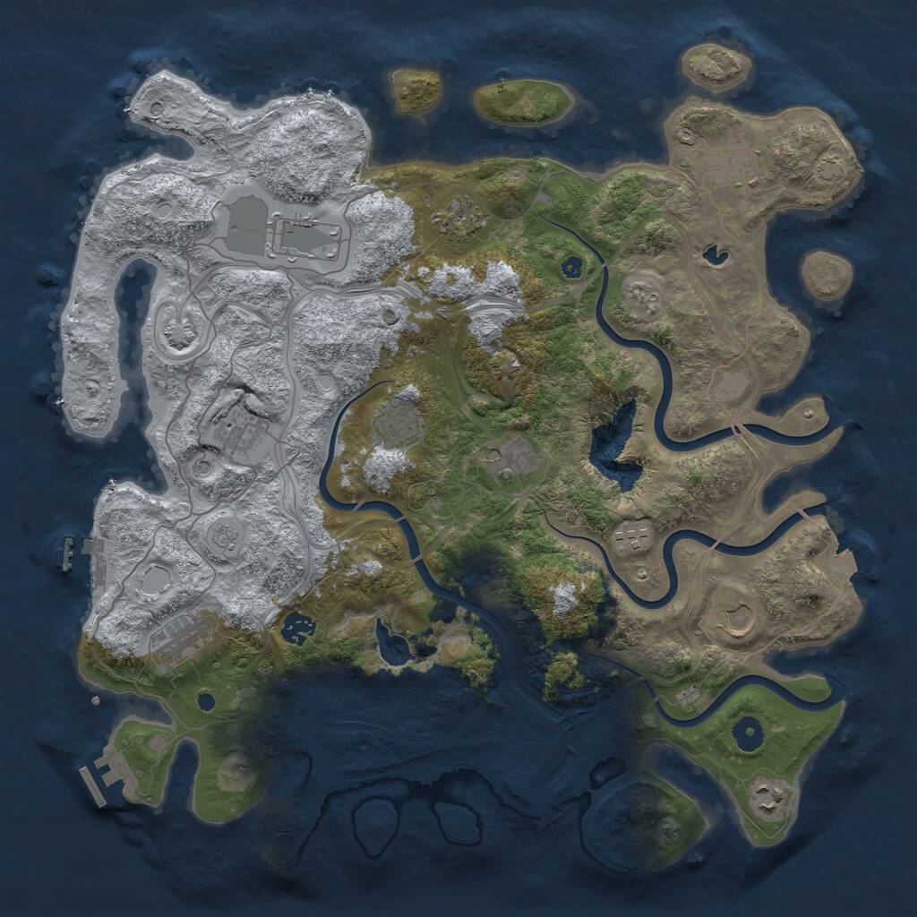 Rust Map: Procedural Map, Size: 4250, Seed: 373715395, 17 Monuments