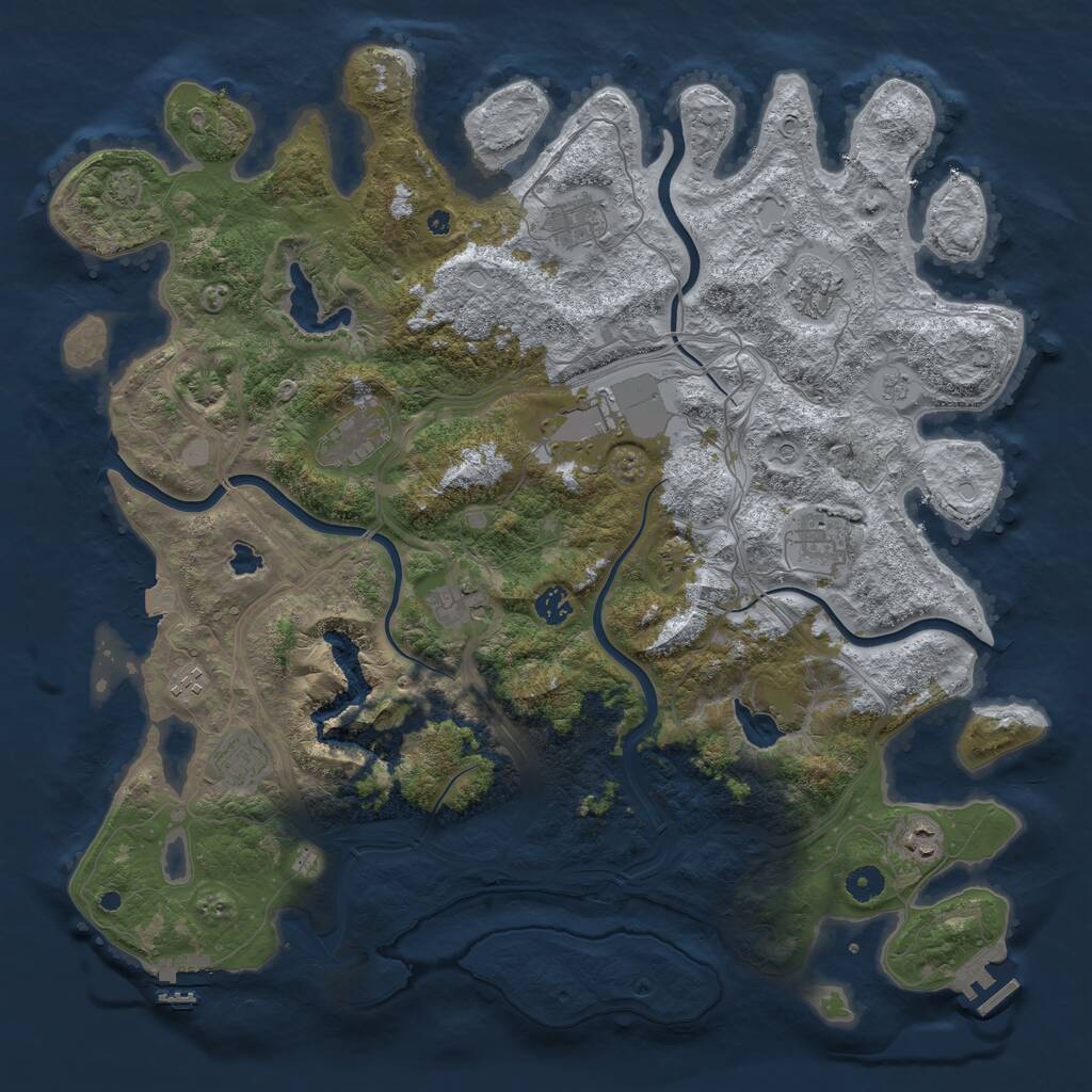 Rust Map: Procedural Map, Size: 4500, Seed: 2061904154, 16 Monuments