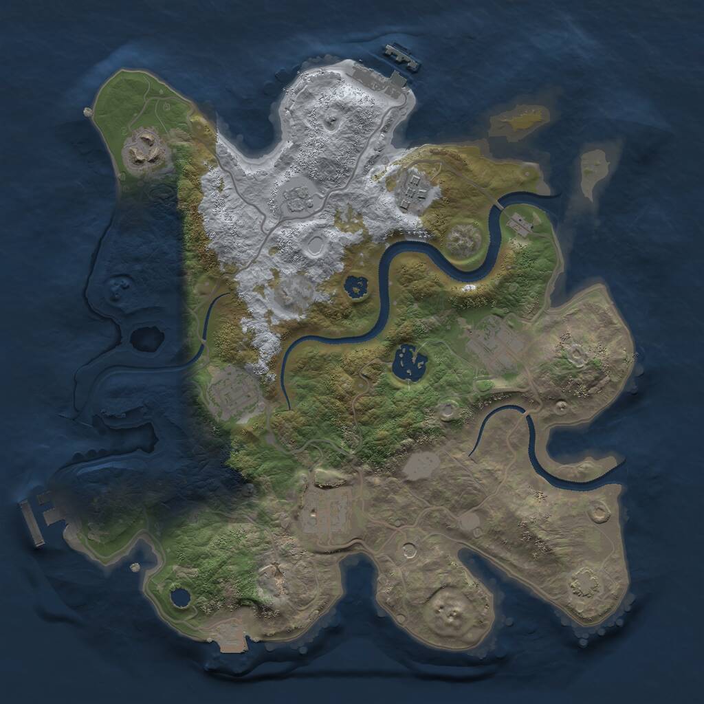 Rust Map: Procedural Map, Size: 3000, Seed: 1111361158, 12 Monuments