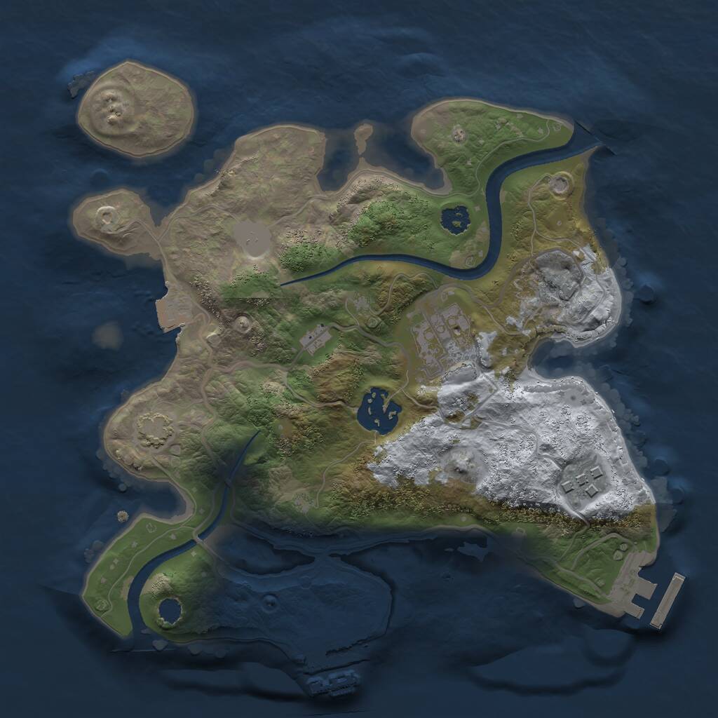 Rust Map: Procedural Map, Size: 2500, Seed: 762895295, 7 Monuments