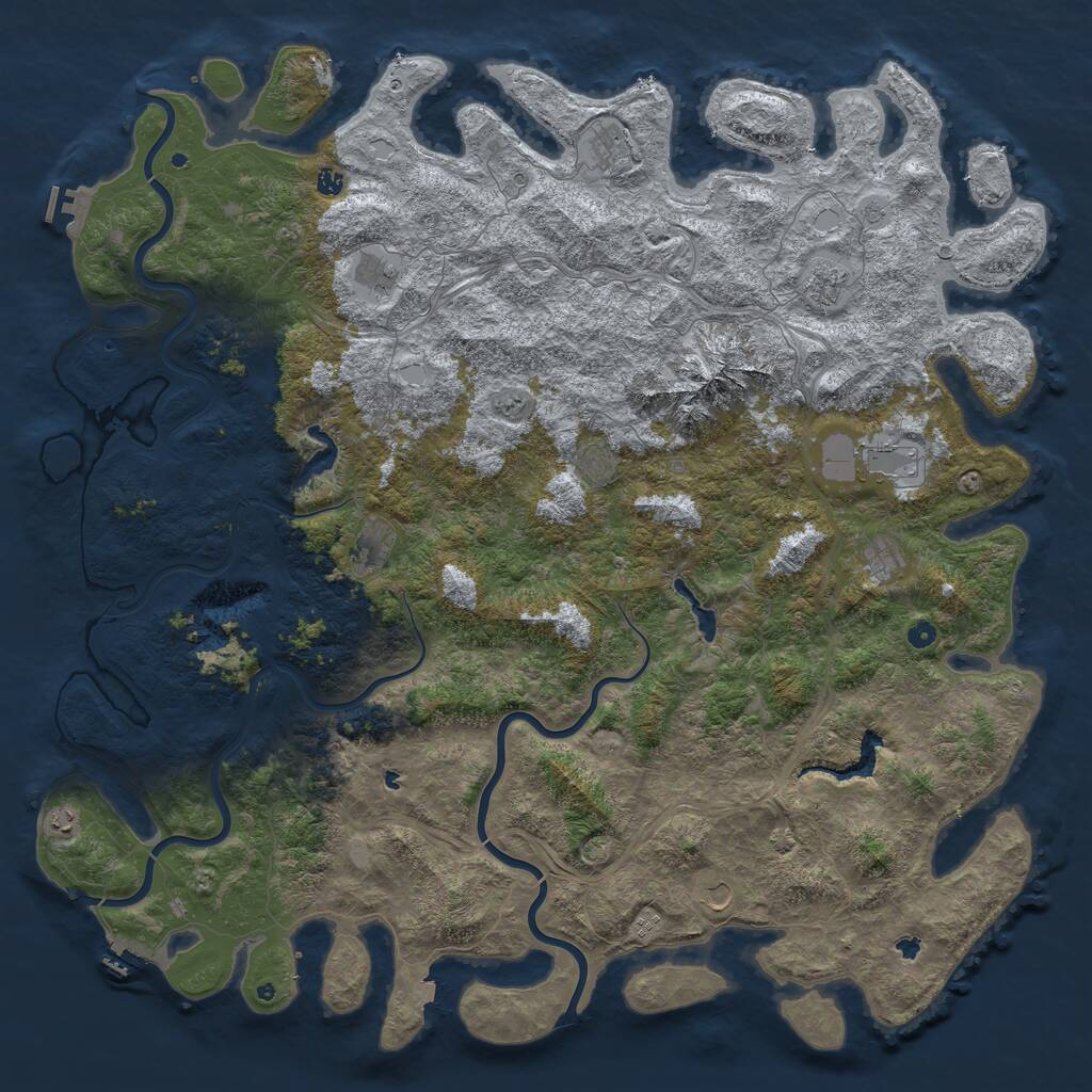 Rust Map: Procedural Map, Size: 6000, Seed: 33733, 17 Monuments