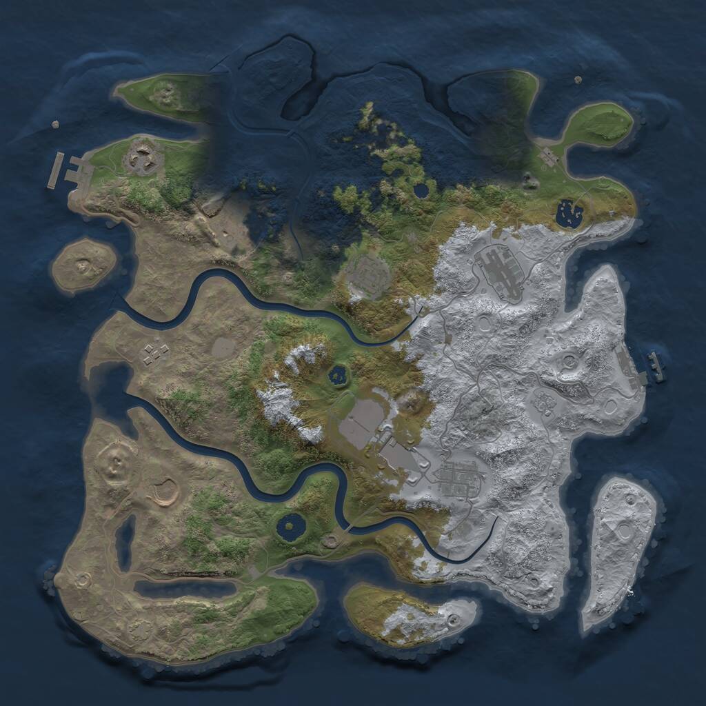 Rust Map: Procedural Map, Size: 3800, Seed: 987654322, 15 Monuments