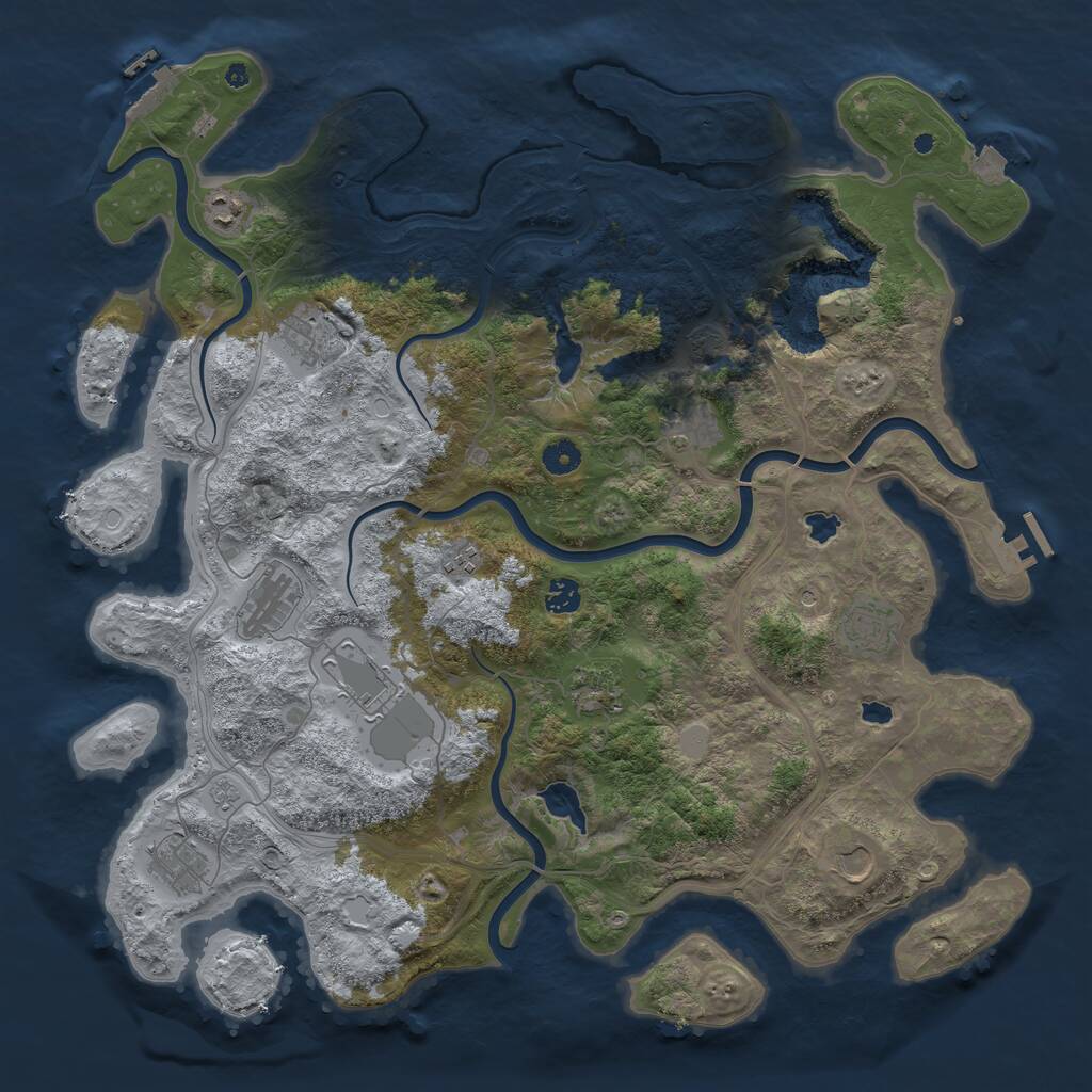 Rust Map: Procedural Map, Size: 4500, Seed: 1640831189, 17 Monuments