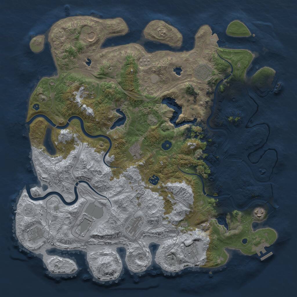 Rust Map: Procedural Map, Size: 4500, Seed: 57911669, 17 Monuments