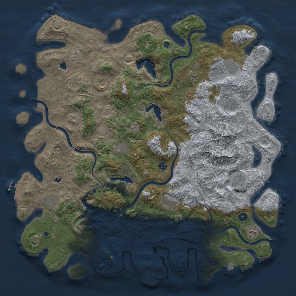 Rust Map: Procedural Map, Size: 5000, Seed: 1327198853, 17 Monuments