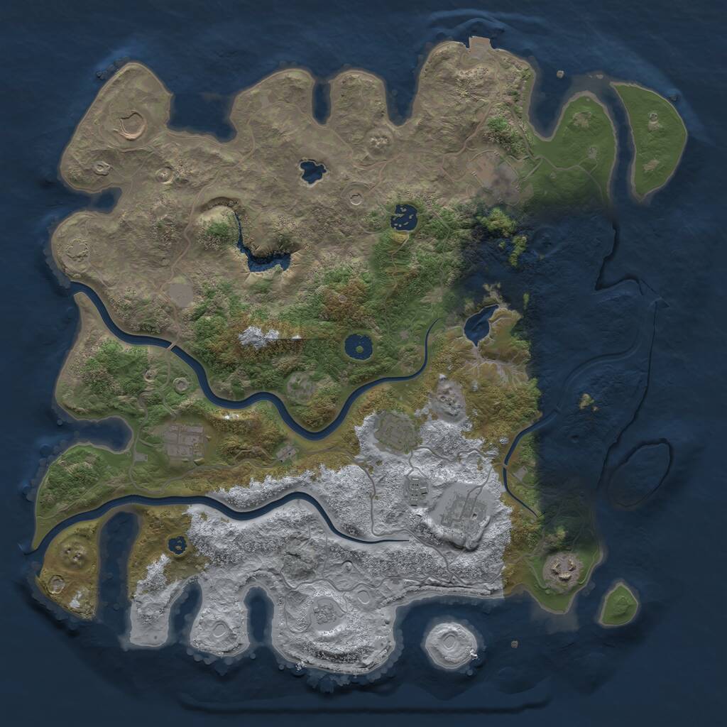 Rust Map: Procedural Map, Size: 4000, Seed: 1270745036, 12 Monuments