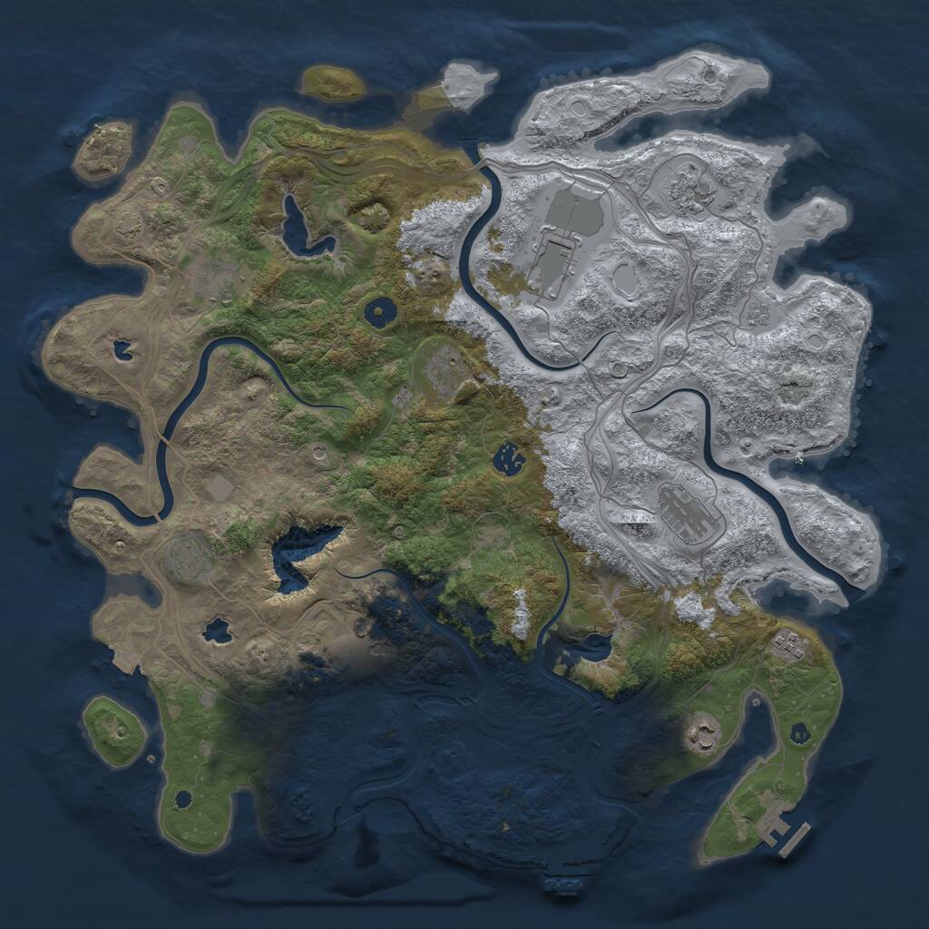 Rust Map: Procedural Map, Size: 4500, Seed: 803445543, 16 Monuments