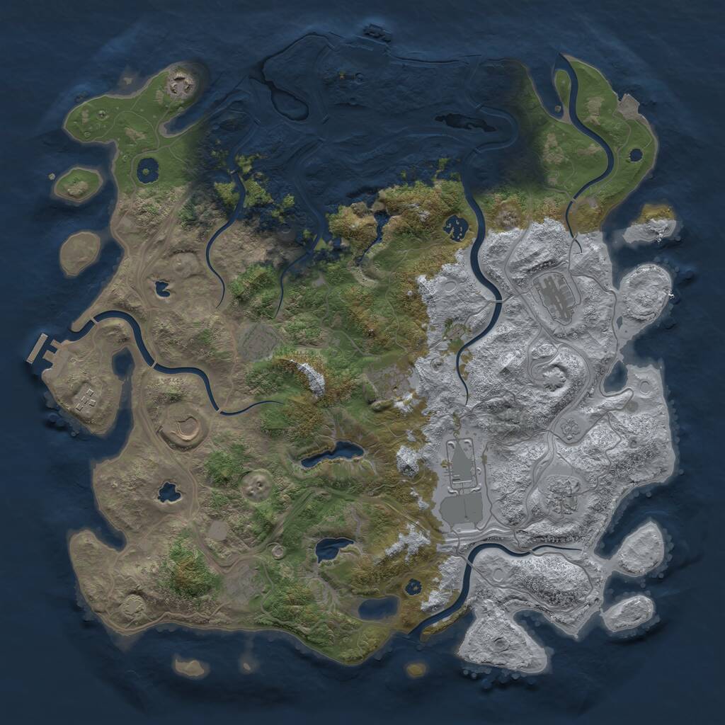 Rust Map: Procedural Map, Size: 4500, Seed: 591251242, 16 Monuments
