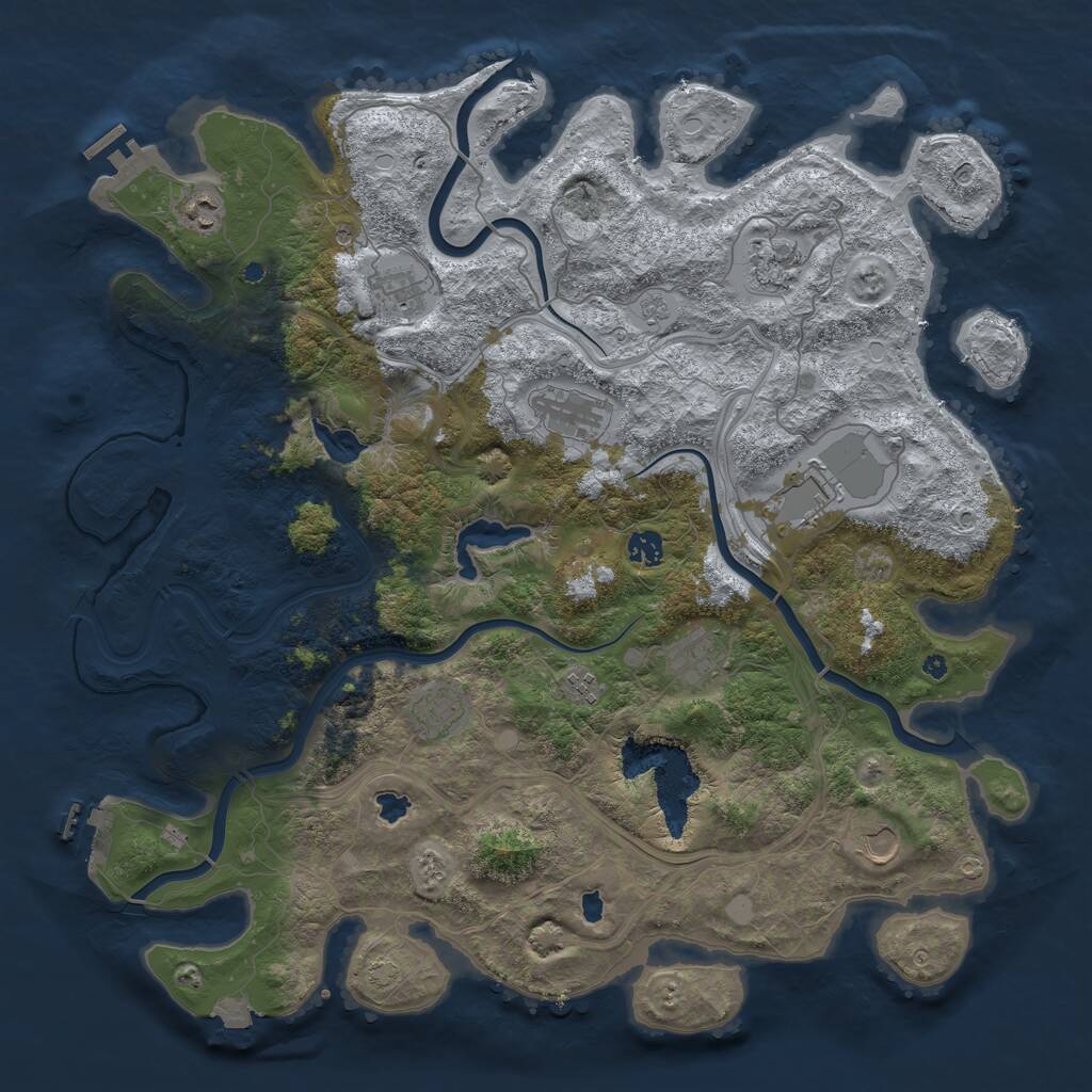 Rust Map: Procedural Map, Size: 4500, Seed: 49564, 16 Monuments