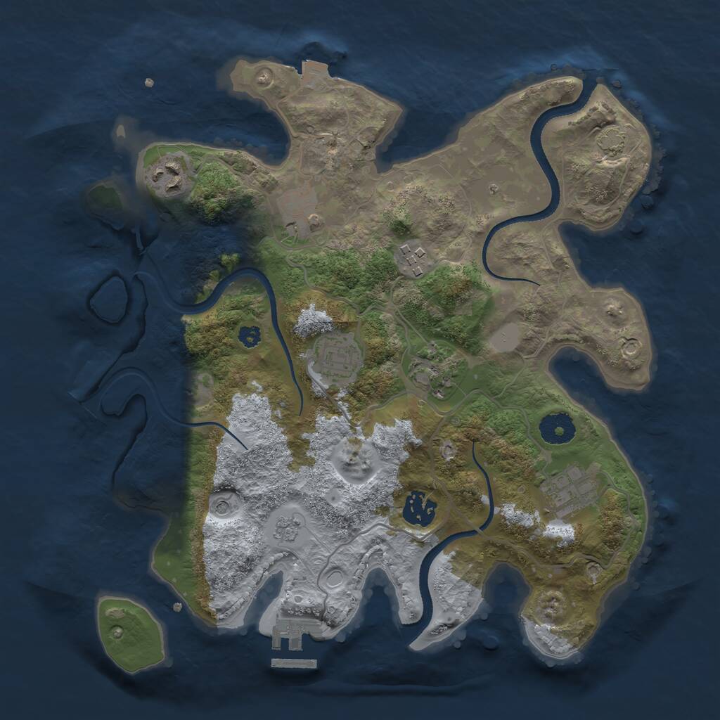 Rust Map: Procedural Map, Size: 3200, Seed: 1354227987, 12 Monuments