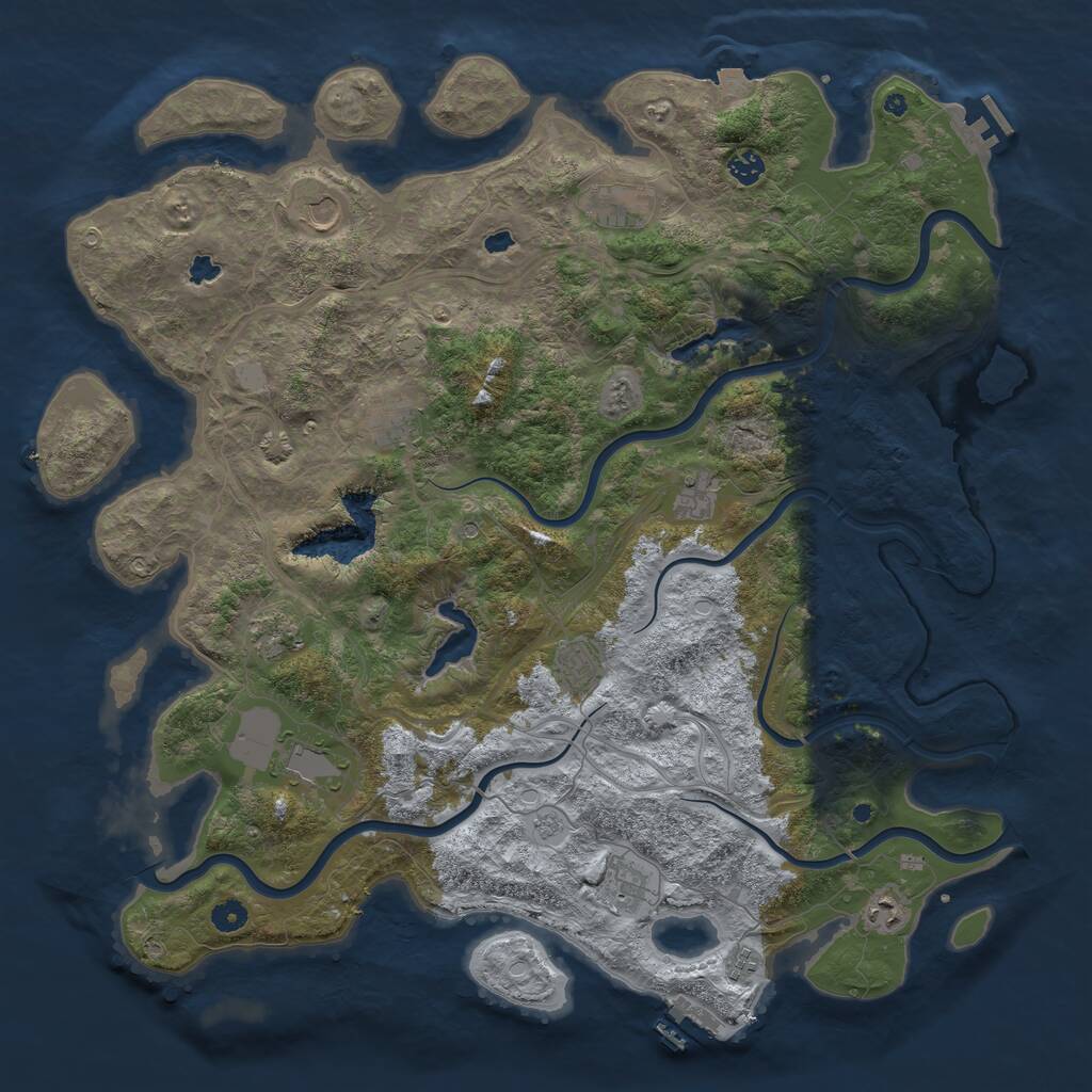 Rust Map: Procedural Map, Size: 4800, Seed: 1233448784, 17 Monuments