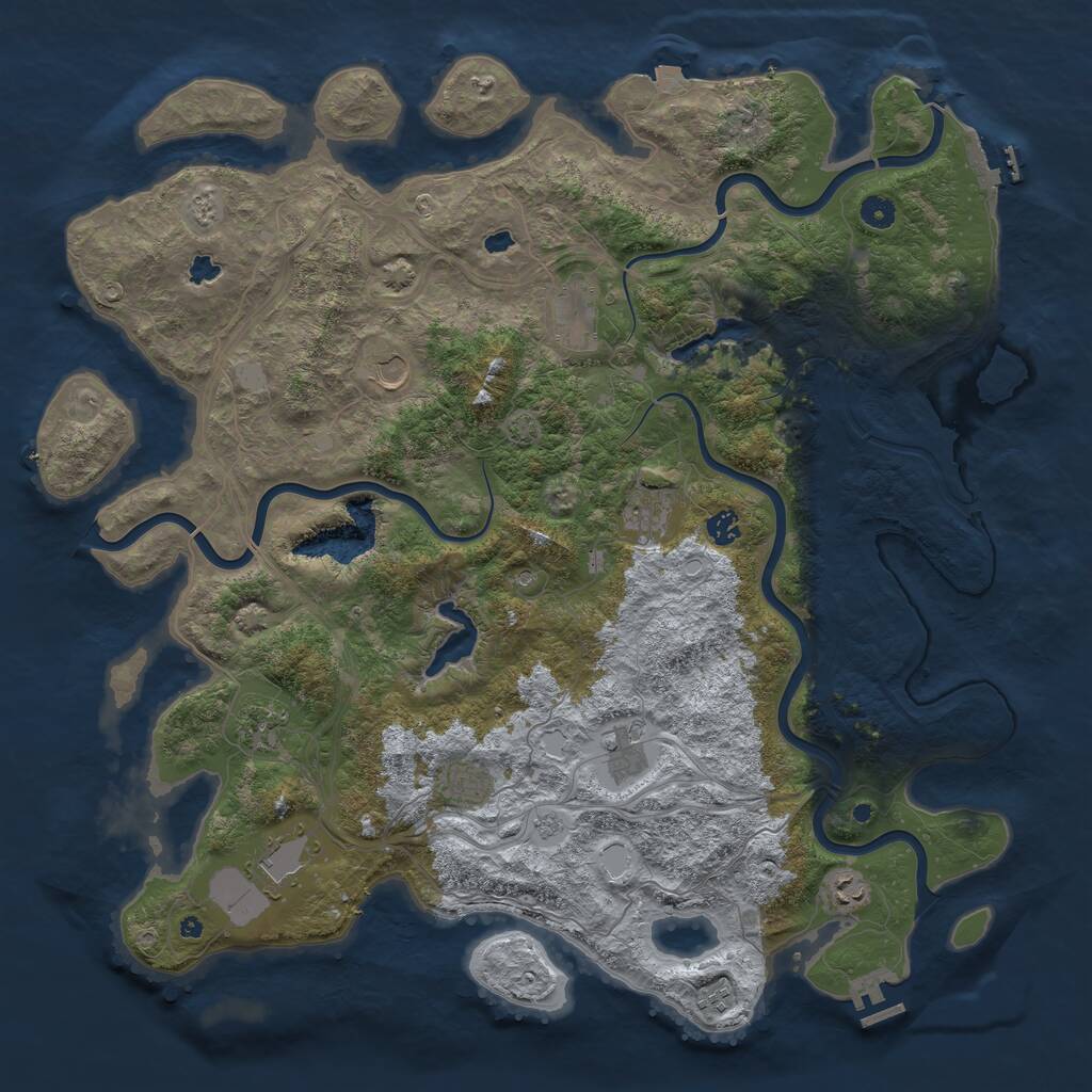 Rust Map: Procedural Map, Size: 4800, Seed: 1233448784, 16 Monuments