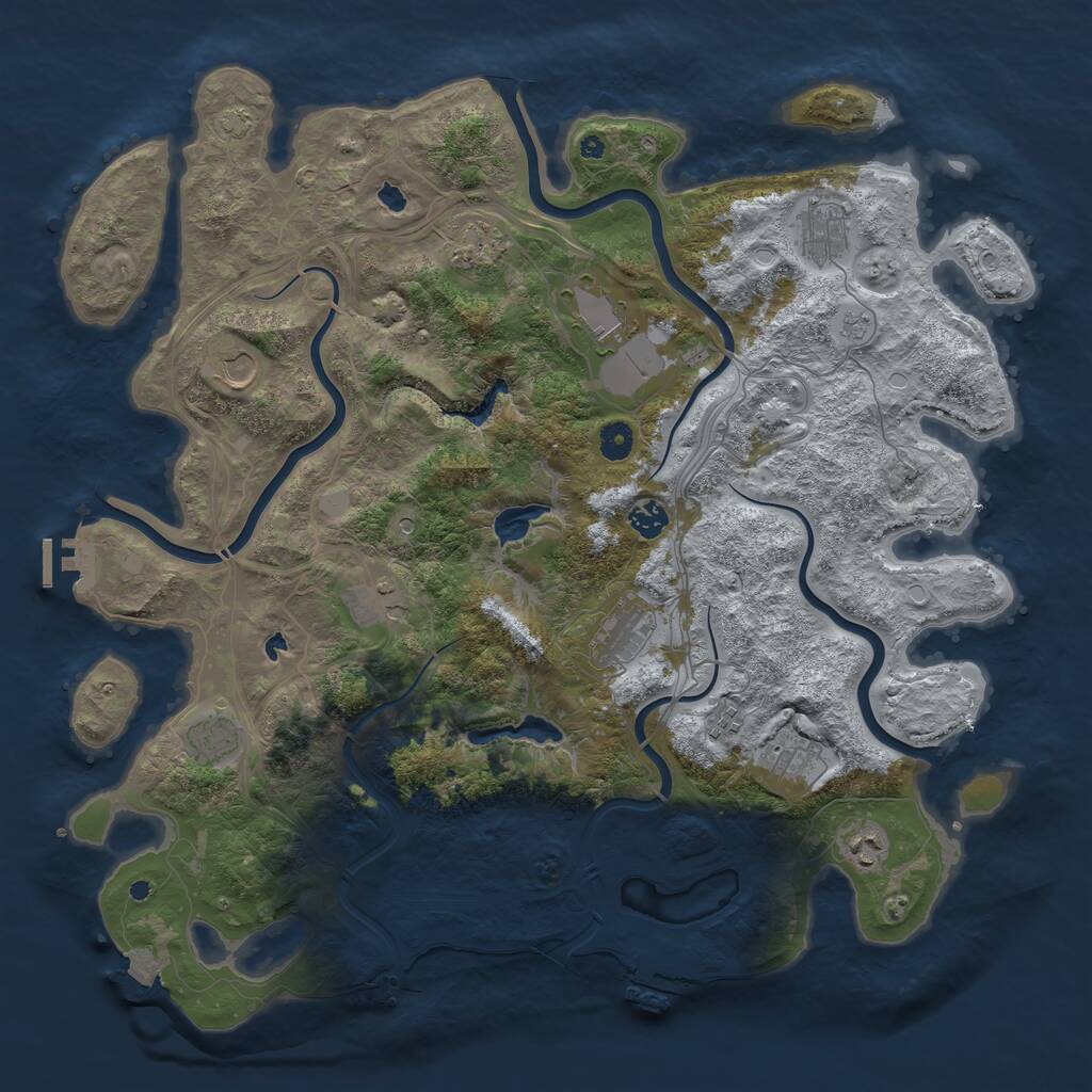 Rust Map: Procedural Map, Size: 4500, Seed: 524370564, 17 Monuments